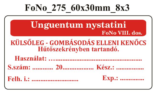 FoNo 275 Unguentum nystatini 60x30mm (24db/ ív)