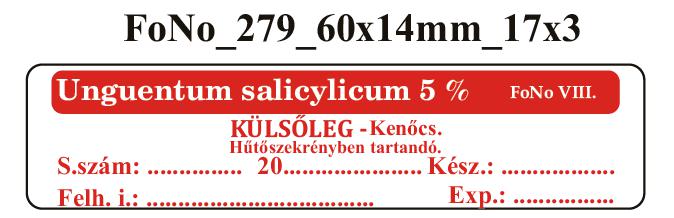 FoNo 279 Unguentum salicylicum 5% 60x14mm (51db/ ív)