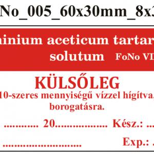 FoNo 005 Aluminium aceticum tartaricum solutum 60x30mm (24db/ ív)