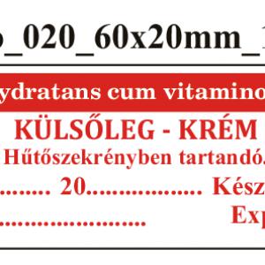 FoNo 020 Cremor hydratans cum vitamino A 60x20mm (36db/ ív)