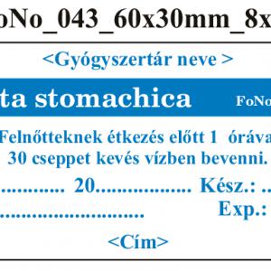 FoNo 043 Gutta stomachica 60x30mm (24db/ ív) AZONOSÍTÓVAL!