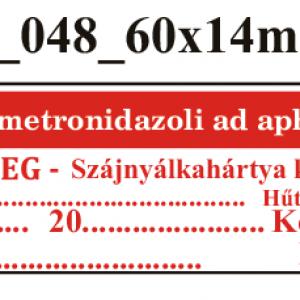 FoNo 048 Hydrogelum metronidazoli ad aphtham 60x14mm (51db/ ív)