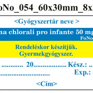 FoNo 054 Klysma chlorali pro infante 50mg/l 60x30mm (24db/ ív) AZONOSÍTÓVAL!