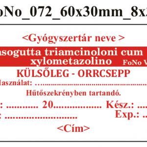 FoNo 072 Nasogutta triamcioloni cum xylometazolino 60x30mm (24db/ ív) AZONOSÍTÓVAL!
