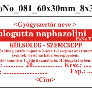 FoNo 081 Oculogutta naphazolini 60x30mm (24db/ ív) AZONOSÍTÓVAL!