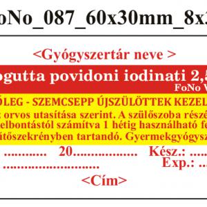 FoNo 087 Oculogutta povidoni iodinati 2,5% 60x30mm (24db/ ív) AZONOSÍTÓVAL!