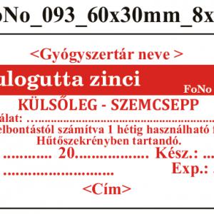FoNo 093 Oculogutta zinci 60x30mm (24db/ ív) AZONOSÍTÓVAL!