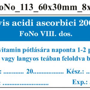 FoNo 113 Pulvis acidi ascorbici 200mg 60x30mm (24db/ ív)