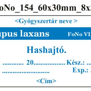 FoNo 154 Sirupus laxans 60x30mm (24db/ ív) AZONOSÍTÓVAL!