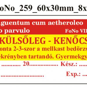 FoNo 259 Unguentum aetheroleo pro parvulo 60x30mm (24db/ ív)