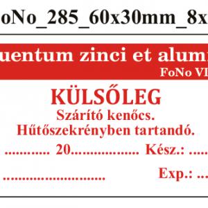 FoNo 285 Unguentum zinci et aluminati 60x30mm (24db/ ív)