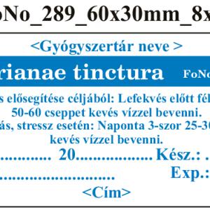 FoNo 289 Valerianae tinctura 60x30mm (24db/ ív) AZONOSÍTÓVAL!