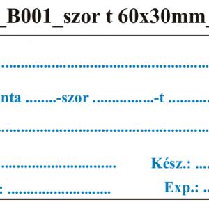 Uni B001 Naponta -szor (kék) 60x30mm (24db/ ív)