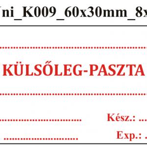 Uni K009 Külsőleg-Paszta 60x30mm (24db/ ív)