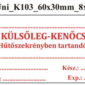 Uni K103 Külsőleg-Kenőcs Hűtöszekrényben tartandó 60x30mm (24db/ ív)