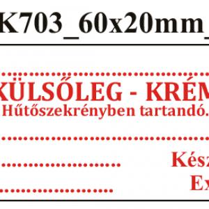 Uni K703 Külsőleg-Krém Hűtöszekrényben tartandó 60x20mm (36db/ ív)