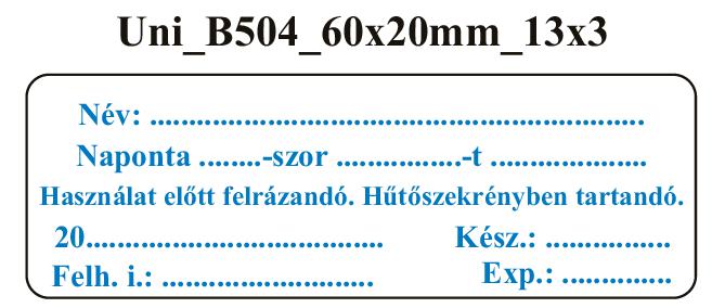 Uni B504 Kombinált (kék) 60x20mm (36db/ ív)