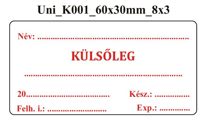 Uni K001 Külsőleg 60x30mm (24db/ ív)