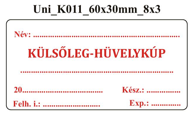 Uni K011 Külsőleg-Hüvelykúp 60x30mm (24db/ ív)