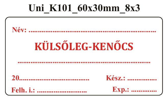 Uni K101 Külsőleg-Kenőcs 60x30mm (24db/ ív)