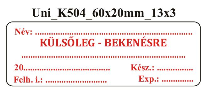 Uni K504 Külsőleg-Bekenésre 60x20mm (36db/ ív)